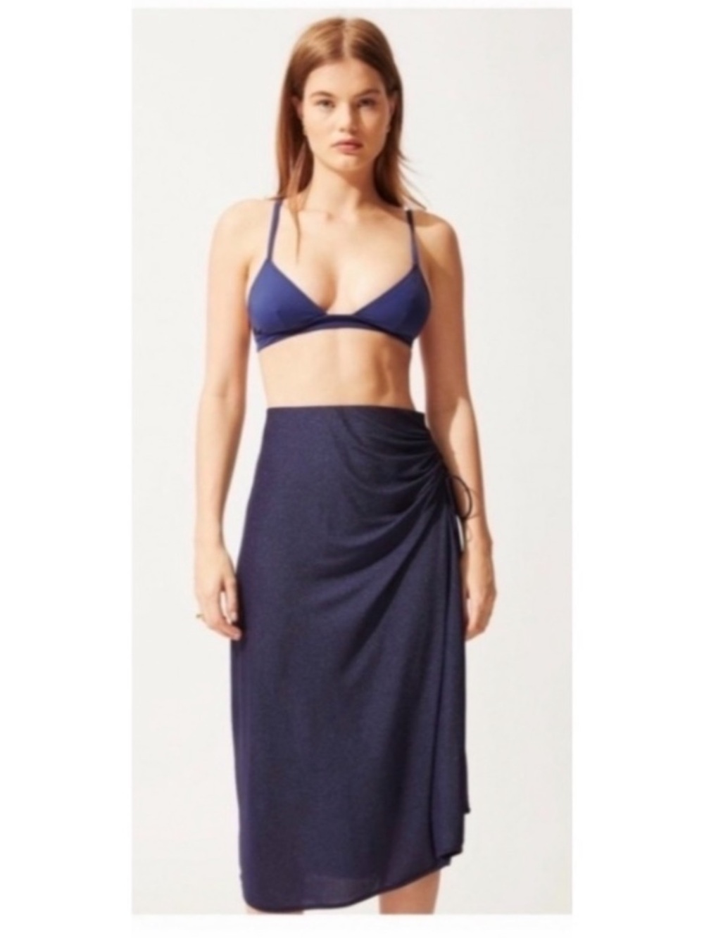 Solid & Striped Drawstring Skirt- Large. - Picture 2 of 9